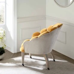 Barnard Scalloped Clam Chair, Mustard Chenille -Daals Shop ACH 2163 MUSTARD CHENILLE scene2