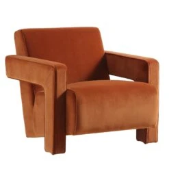 Brompton Sculptural Armchair, Rust Velvet -Daals Shop ACH 2173 RUST VEL WB1