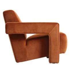 Brompton Sculptural Armchair, Rust Velvet -Daals Shop ACH 2173 RUST VEL WB3