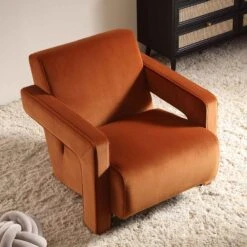 Brompton Sculptural Armchair, Rust Velvet -Daals Shop ACH 2173 RUST VEL scene2