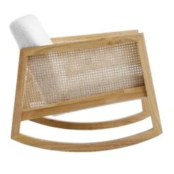 Fyne Ecru Boucle Rocking Armchair With Rattan Armrests -Daals Shop ACH 40 ECRU NAT WB3