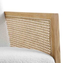 Fyne Ecru Boucle Rocking Armchair With Rattan Armrests -Daals Shop ACH 40 ECRU NAT detail2