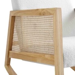 Fyne Ecru Boucle Rocking Armchair With Rattan Armrests -Daals Shop ACH 40 ECRU NAT detail3