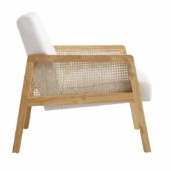 Fyne Beige Fabric Natural Frame Rattan Armchair -Daals Shop ACH 608 BEIGEFAB NAT WB3