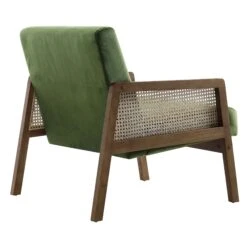 Fyne Moss Green Velvet Walnut Frame Rattan Armchair 18 Fyne Moss Green Velvet Walnut Frame Rattan Armchair -Daals Shop ACH 608 GREENVEL WALN WB4
