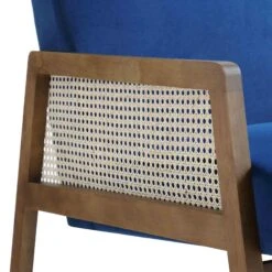 Fyne Navy Blue Velvet Walnut Frame Rattan Armchair 22 Fyne Navy Blue Velvet Walnut Frame Rattan Armchair -Daals Shop ACH 608 NAVYVEL WALN detail3