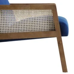 Fyne Navy Blue Velvet Walnut Frame Rattan Armchair 23 Fyne Navy Blue Velvet Walnut Frame Rattan Armchair -Daals Shop ACH 608 NAVYVEL WALN detail4