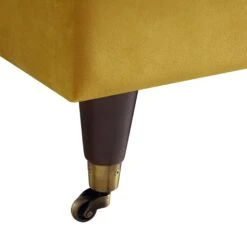Brigette Mustard Velvet Armchair With Antique Brass Castor Legs -Daals Shop AYSF 010 MUSTARD VEL 1ST detail4