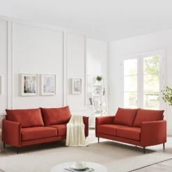 Bari Burnt Ochre Fabric Sofa 30 Bari Burnt Ochre Fabric Sofa -Daals Shop AYSF 08 ORANGEFAB 2N3ST scene1