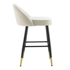Miyae Set Of 2 Pleated Champagne Beige Velvet Upholstered Counter Stools 18 Miyae Set Of 2 Pleated Champagne Beige Velvet Upholstered Counter Stools -Daals Shop BCH 2148 CHAMP VEL 2P WB5