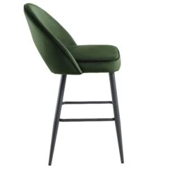 Oakley Set Of 2 Dark Green Velvet Upholstered Counter Stools With Contrast Piping -Daals Shop BCH 2155 DARKGREEN VEL 2P WB5