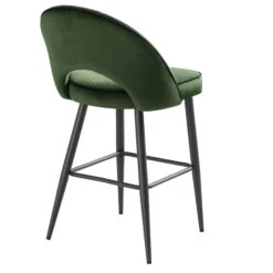 Oakley Set Of 2 Dark Green Velvet Upholstered Counter Stools With Contrast Piping -Daals Shop BCH 2155 DARKGREEN VEL 2P WB6