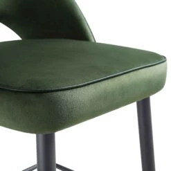 Oakley Set Of 2 Dark Green Velvet Upholstered Counter Stools With Contrast Piping -Daals Shop BCH 2155 DARKGREEN VEL 2P detail2