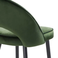 Oakley Set Of 2 Dark Green Velvet Upholstered Counter Stools With Contrast Piping -Daals Shop BCH 2155 DARKGREEN VEL 2P detail4