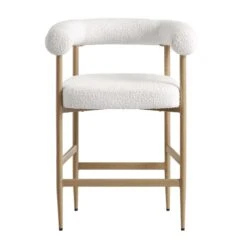 Fulbourn White Boucle Counter Stool With Natural Wood Effect Legs -Daals Shop BCH 2171 WHITE BOUCLE NAT WB1