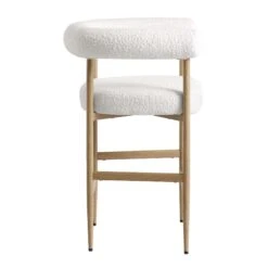Fulbourn White Boucle Counter Stool With Natural Wood Effect Legs -Daals Shop BCH 2171 WHITE BOUCLE NAT WB3