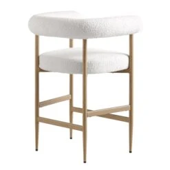 Fulbourn White Boucle Counter Stool With Natural Wood Effect Legs -Daals Shop BCH 2171 WHITE BOUCLE NAT WB4