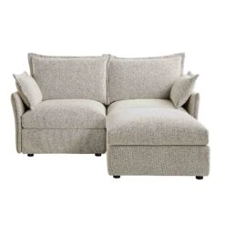 Byron Pillow Edge Mist Grey Boucle Modular Sofa, 2-Seater Chaise -Daals Shop BOSF 7053 GREY BOU 2STCHAISE WB2