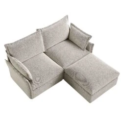 Byron Pillow Edge Mist Grey Boucle Modular Sofa, 2-Seater Chaise -Daals Shop BOSF 7053 GREY BOU 2STCHAISE WB5