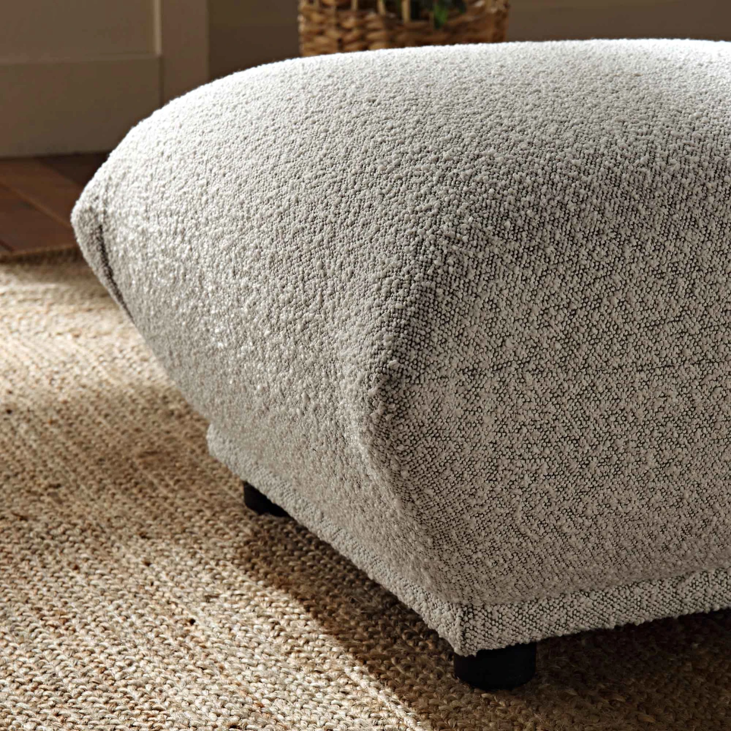 Gianni Pouffe, Mist Grey Boucle 4 Gianni Pouffe, Mist Grey Boucle - Image 4