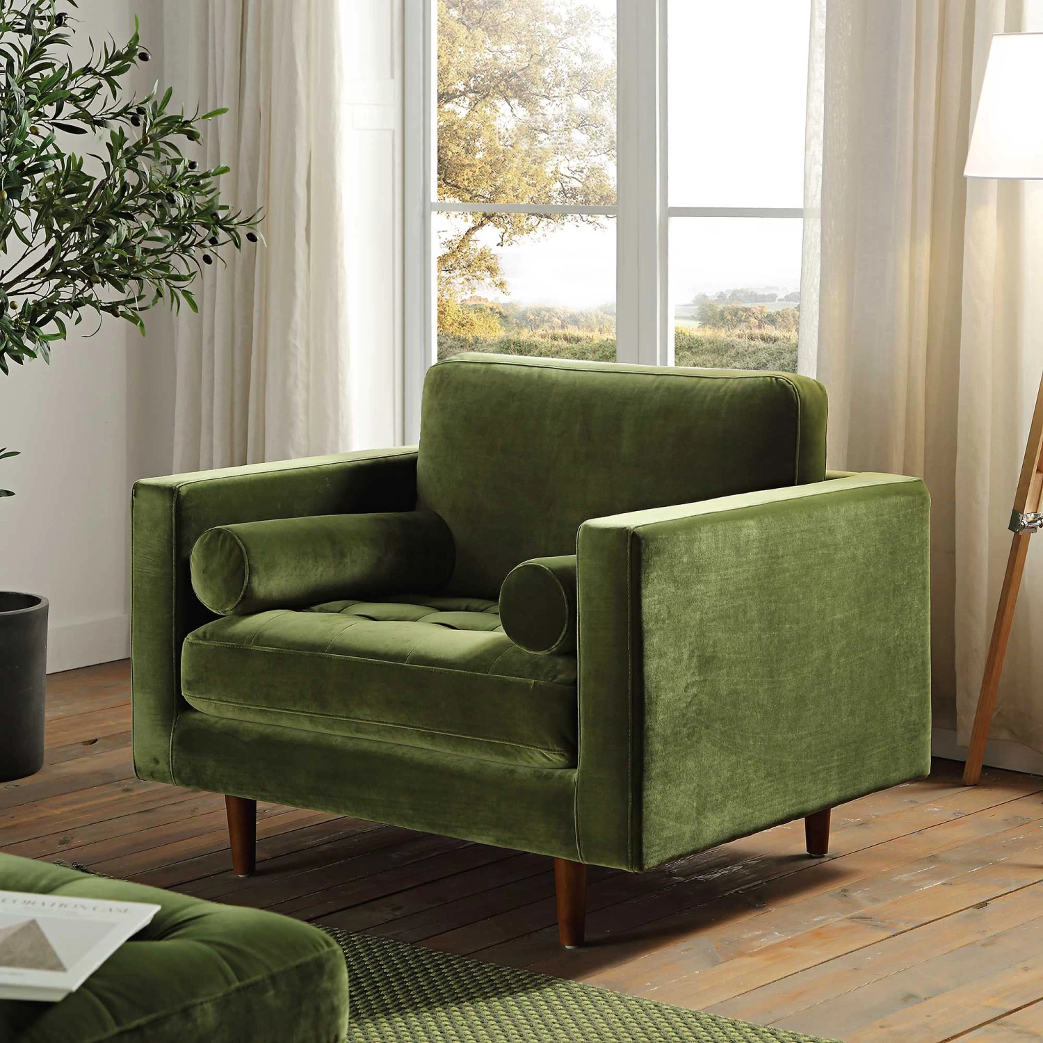 Henrietta Armchair, Moss Green Velvet 1 Henrietta Armchair, Moss Green Velvet