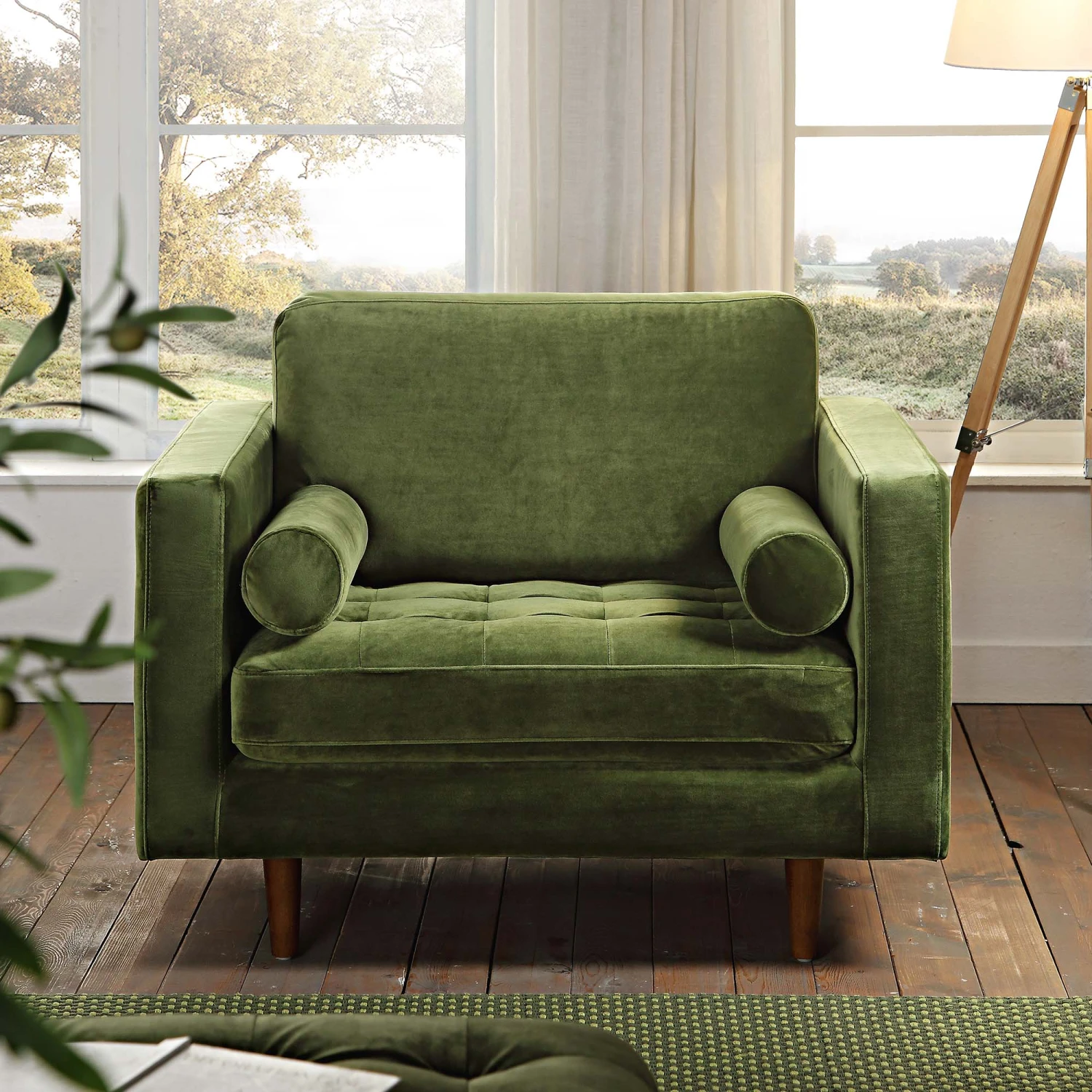 Henrietta Armchair, Moss Green Velvet 2 Henrietta Armchair, Moss Green Velvet - Image 2
