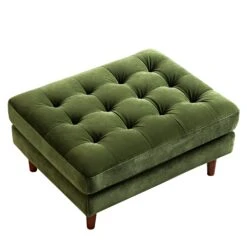 Henrietta Ottoman, Moss Green Velvet -Daals Shop BOSF 9680 FERN VEL STOOL WB2