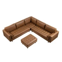 Henrietta 5+Seater Corner Sofa, Tan Faux Suede 26 Henrietta 5+Seater Corner Sofa, Tan Faux Suede -Daals Shop BOSF 9680 TAN FXLT CORNER SET WB6