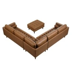 Henrietta 5+Seater Corner Sofa, Tan Faux Suede 27 Henrietta 5+Seater Corner Sofa, Tan Faux Suede -Daals Shop BOSF 9680 TAN FXLT CORNER SET WB7
