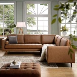 Henrietta 5+Seater Corner Sofa, Tan Faux Suede 17 Henrietta 5+Seater Corner Sofa, Tan Faux Suede -Daals Shop BOSF 9680 TAN FXLT CORNER SET scene2