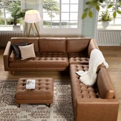 Henrietta 5+Seater Corner Sofa, Tan Faux Suede 18 Henrietta 5+Seater Corner Sofa, Tan Faux Suede -Daals Shop BOSF 9680 TAN FXLT CORNER SET scene3