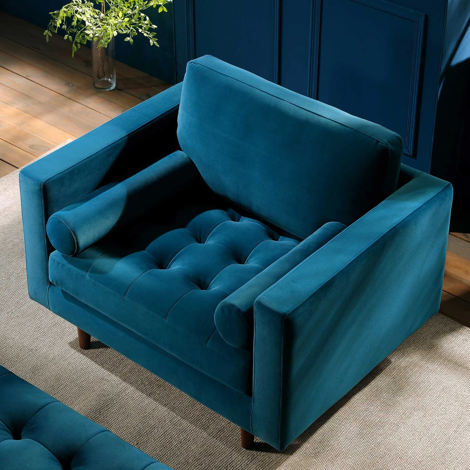 Henrietta Armchair, Teal Velvet 3 Henrietta Armchair, Teal Velvet - Image 3