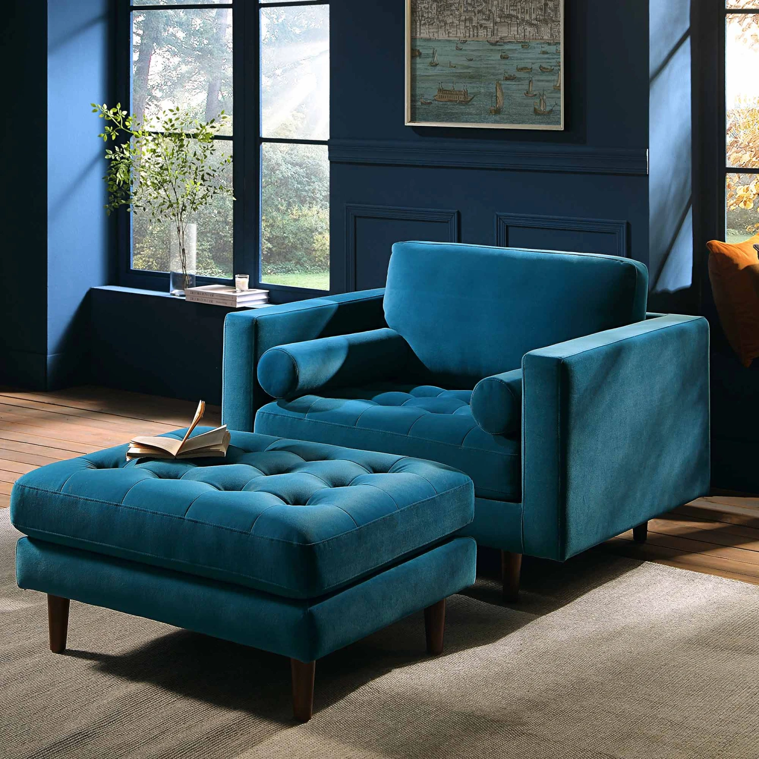 Henrietta Armchair, Teal Velvet 4 Henrietta Armchair, Teal Velvet - Image 4