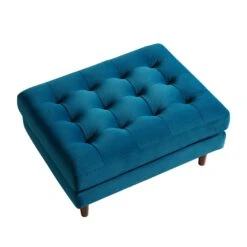 Henrietta Ottoman, Teal Velvet -Daals Shop BOSF 9680 TEAL VEL STOOL WB3