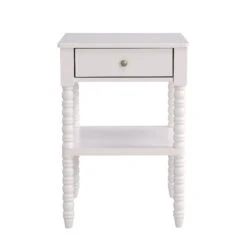 Aldwinke Beige Bobbin 1 Drawer Side Table 12 Aldwinke Beige Bobbin 1 Drawer Side Table -Daals Shop BSD 097 BEIGE WB1