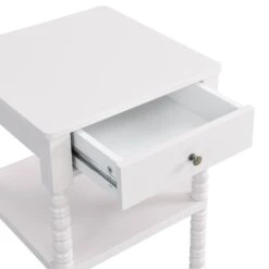 Aldwinke Beige Bobbin 1 Drawer Side Table 17 Aldwinke Beige Bobbin 1 Drawer Side Table -Daals Shop BSD 097 BEIGE detail1