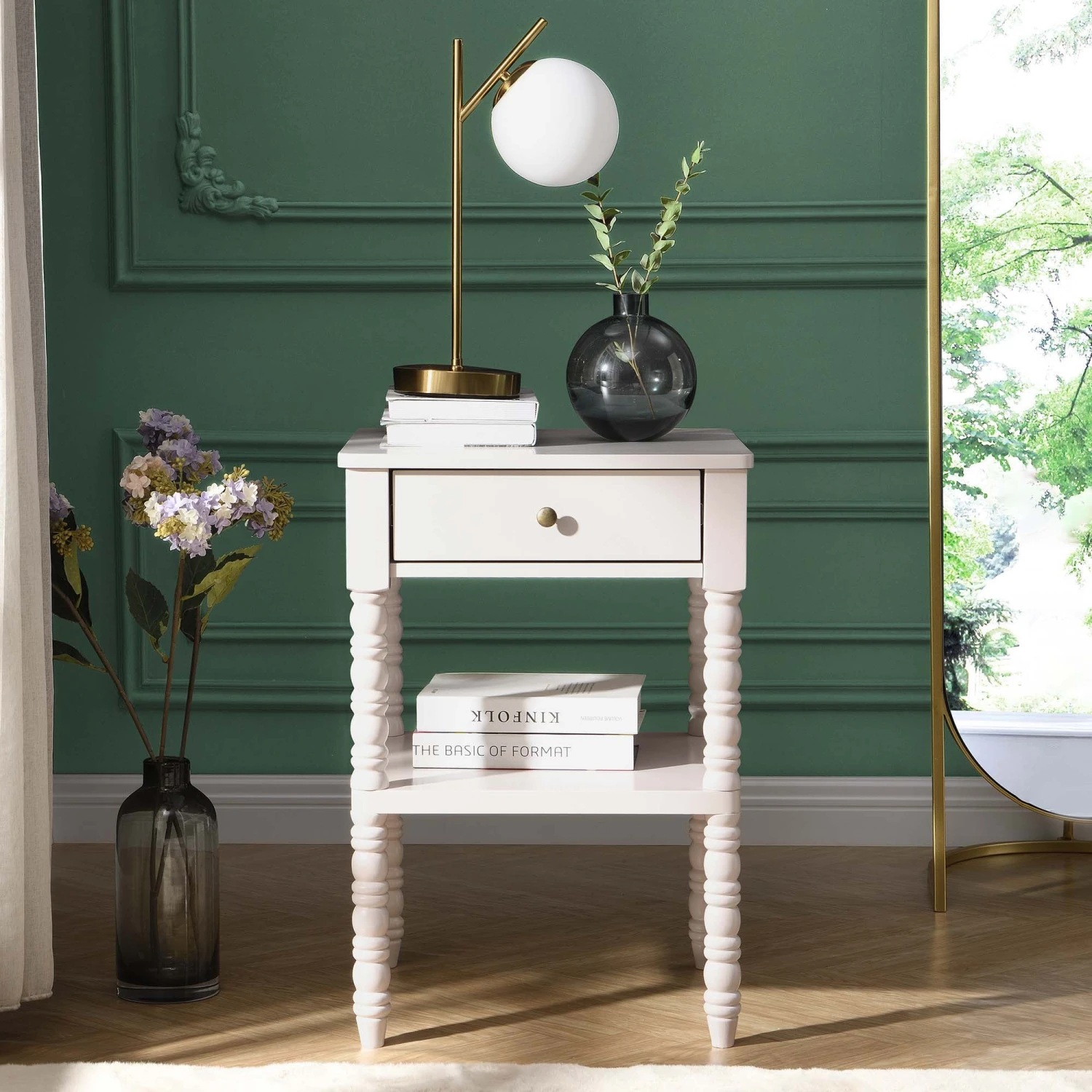 Aldwinke Beige Bobbin 1 Drawer Side Table 2 Aldwinke Beige Bobbin 1 Drawer Side Table - Image 2