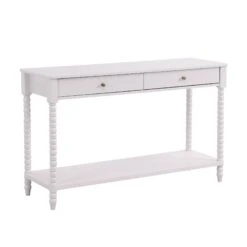 Aldwinke Beige Bobbin 2 Drawer Large Console Table -Daals Shop BSD 098 BEIGE WB2