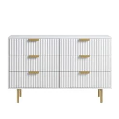 Richmond Ridged Wide Chest Of 6 Drawers, Matte White 14 Richmond Ridged Wide Chest Of 6 Drawers, Matte White -Daals Shop BSD 107 WHITE WB1