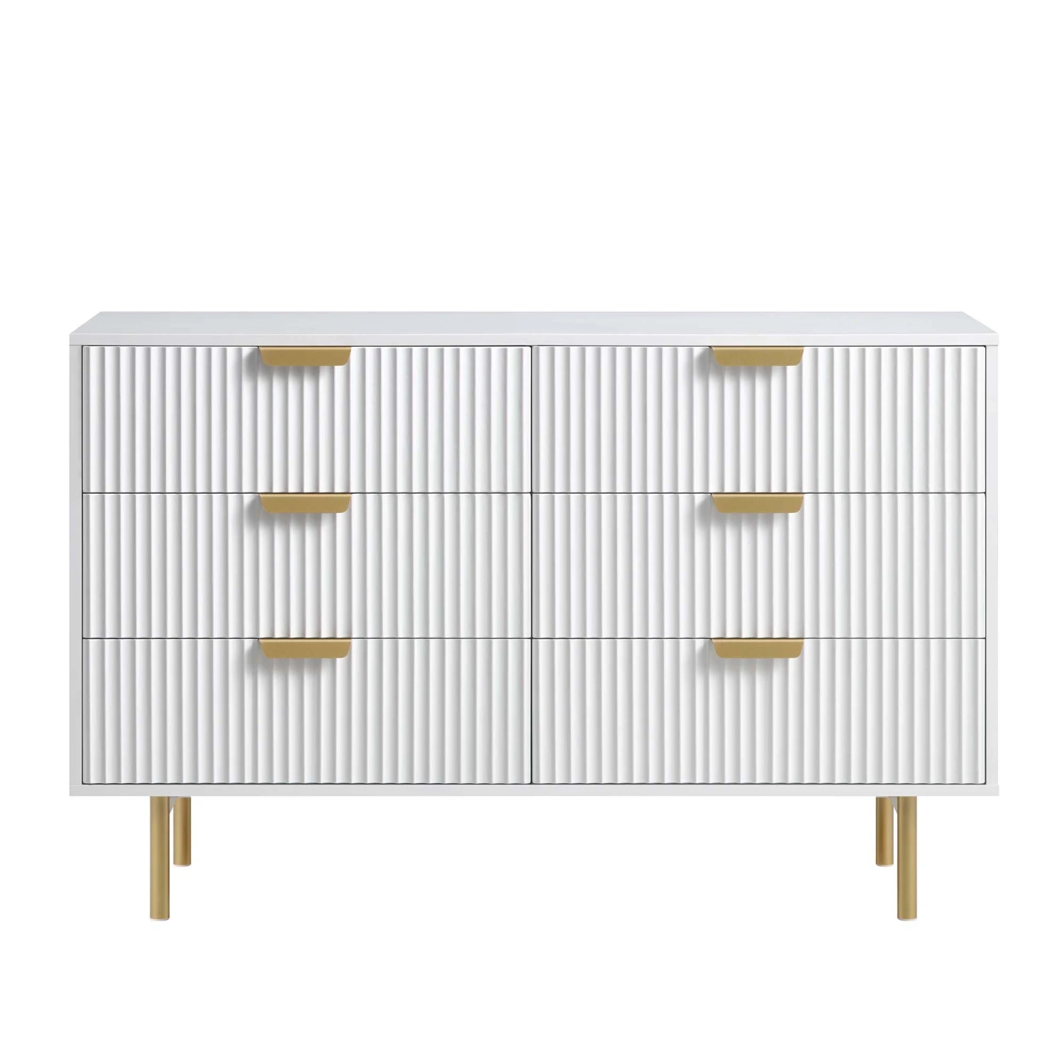 Richmond Ridged Wide Chest Of 6 Drawers, Matte White 3 Richmond Ridged Wide Chest Of 6 Drawers, Matte White - Image 3