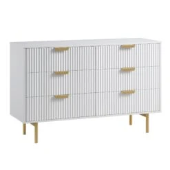 Richmond Ridged Wide Chest Of 6 Drawers, Matte White 15 Richmond Ridged Wide Chest Of 6 Drawers, Matte White -Daals Shop BSD 107 WHITE WB2