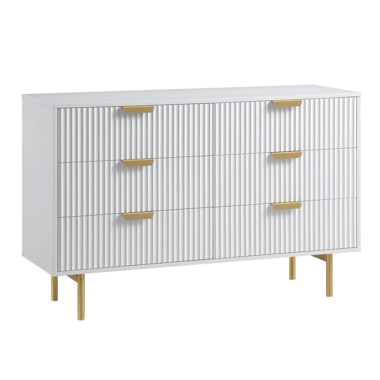 Richmond Ridged Wide Chest Of 6 Drawers, Matte White 4 Richmond Ridged Wide Chest Of 6 Drawers, Matte White - Image 4