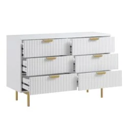 Richmond Ridged Wide Chest Of 6 Drawers, Matte White 17 Richmond Ridged Wide Chest Of 6 Drawers, Matte White -Daals Shop BSD 107 WHITE WB3