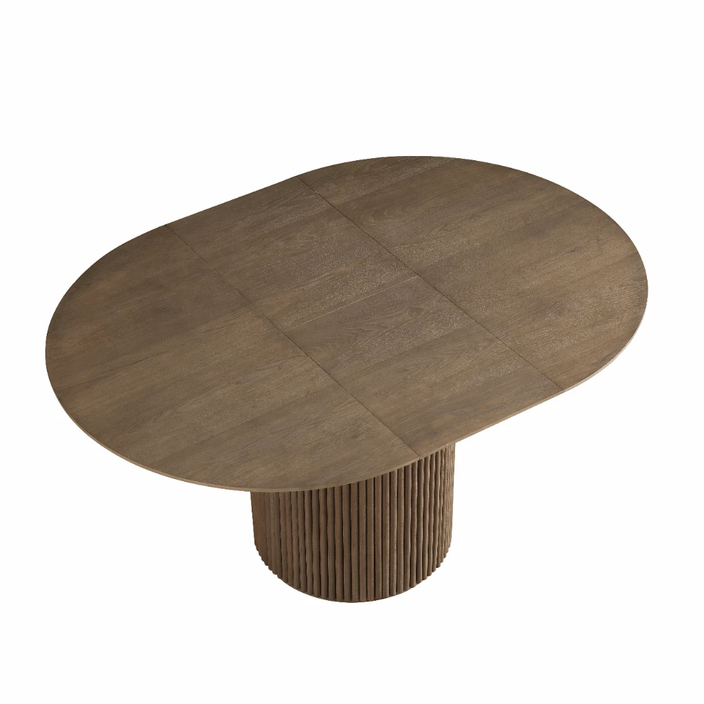 Maru Round 4-6 Seater Extending Oak Pedestal Dining Table, Silver Oak 7 Maru Round 4-6 Seater Extending Oak Pedestal Dining Table, Silver Oak - Image 7