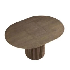 Maru Round 4-6 Seater Extending Oak Pedestal Dining Table, Silver Oak 23 Maru Round 4-6 Seater Extending Oak Pedestal Dining Table, Silver Oak -Daals Shop BSD 135 SILK WB1