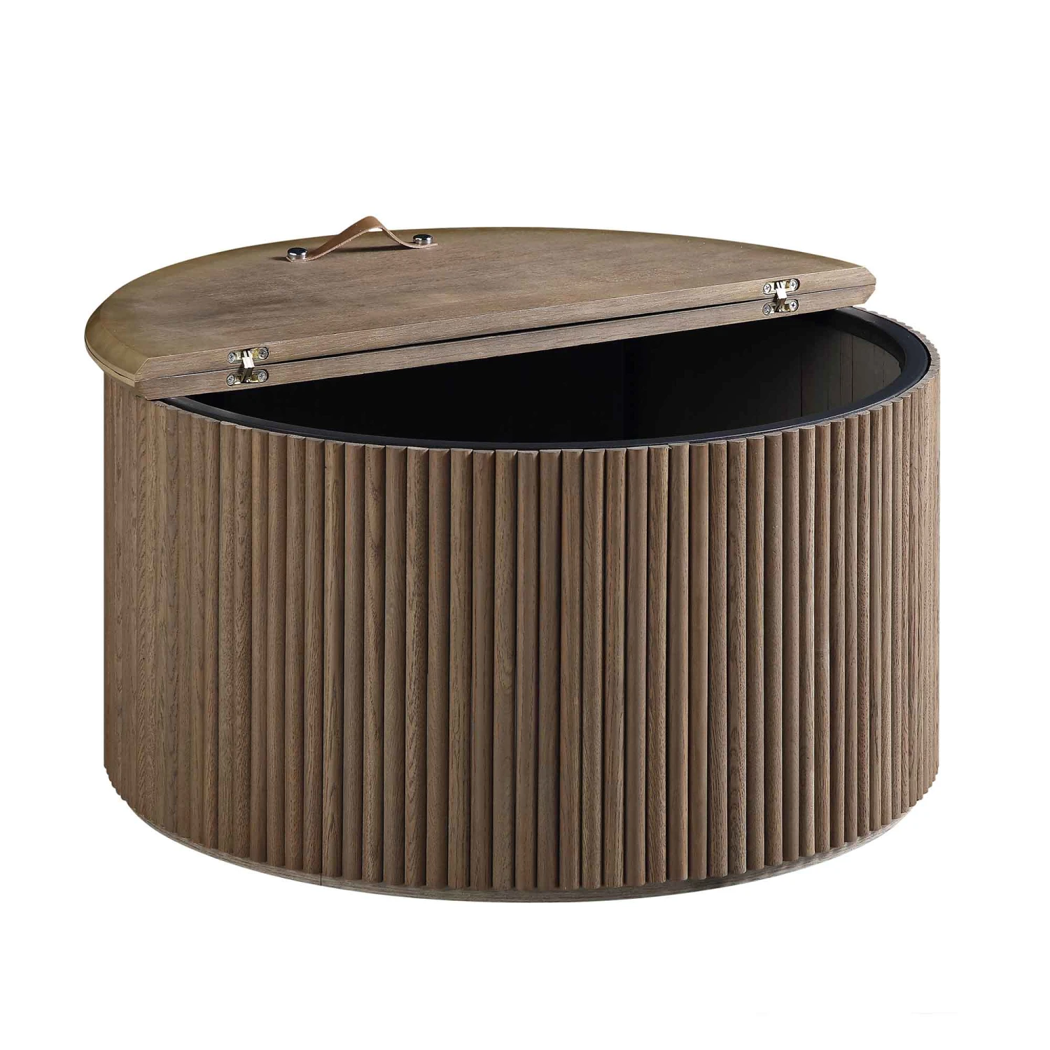 Maru Oak Round Coffee Table With Storage, Silver Oak 6 Maru Oak Round Coffee Table With Storage, Silver Oak - Image 6