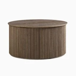 Maru Oak Round Coffee Table With Storage, Silver Oak 17 Maru Oak Round Coffee Table With Storage, Silver Oak -Daals Shop BSD 140 SILK WB2