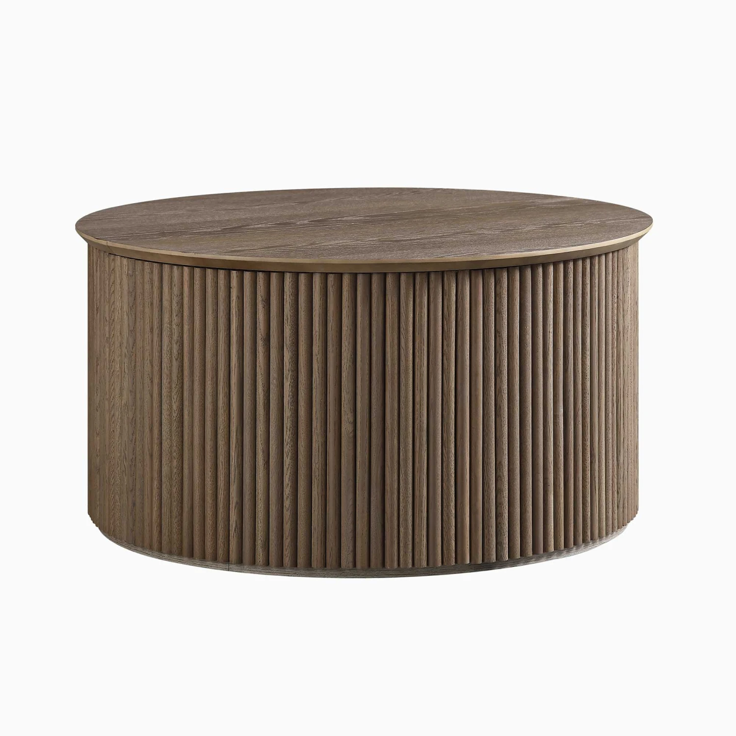Maru Oak Round Coffee Table With Storage, Silver Oak 7 Maru Oak Round Coffee Table With Storage, Silver Oak - Image 7