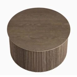 Maru Oak Round Coffee Table With Storage, Silver Oak 14 Maru Oak Round Coffee Table With Storage, Silver Oak -Daals Shop BSD 140 SILK WB3