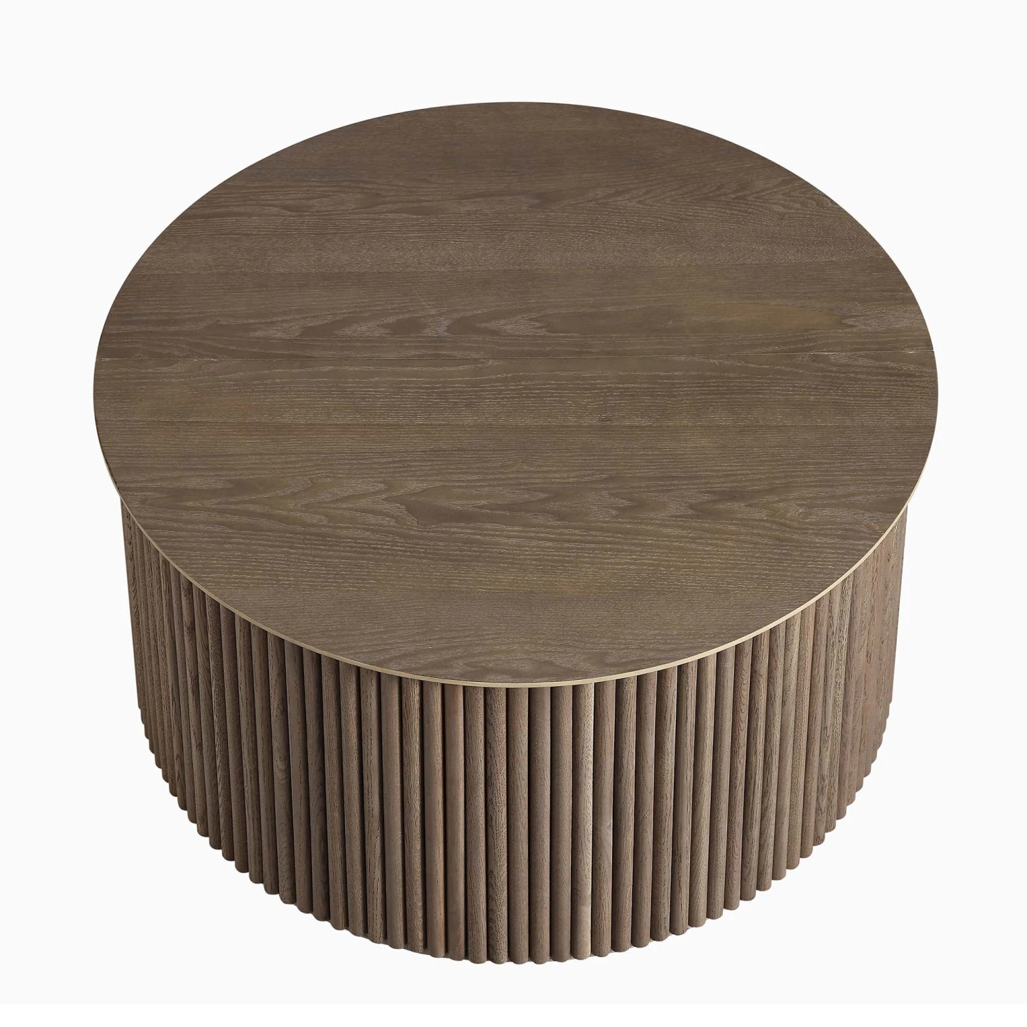 Maru Oak Round Coffee Table With Storage, Silver Oak 4 Maru Oak Round Coffee Table With Storage, Silver Oak - Image 4